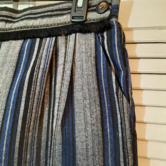 Fate crop striped linen tassel pants large NWT *F - Picture 7 of 7